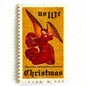 Image of 1974 Traditional Christmas “Angel Altarpiece” 10-cent stamps. Scott #1550. Stamp Themes: Christmas, Holidays, Religious, Altar, Angel, Angel Wings, The Met, Metropolitan Museum of Art, NYC, New York. Red, gold postage stamp.