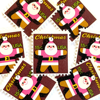 Image of 1979 Contemporary Christmas “Santa Ornament” 15-cent stamps. Scott #1800. Stamp Themes: Gingerbread Man, Gingerbread Santa, Santa Claus, Holidays. Multicolored postage stamp.