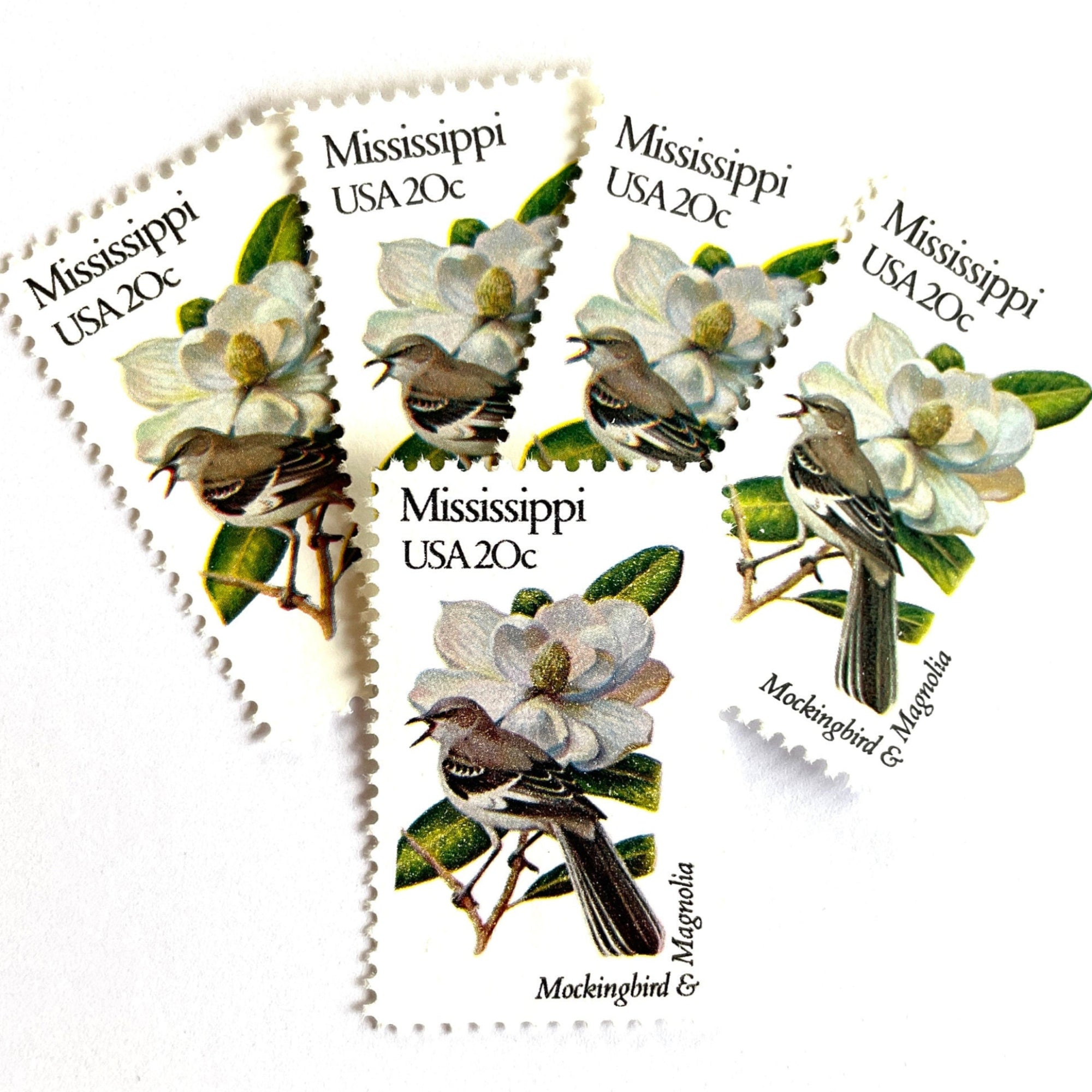 Mississippi State Bird and Flower Mail Stamps (Mockingbird