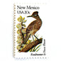 Image of New Mexico State Bird and Flower postage stamps from 1982, featuring a Roadrunner and Yucca Flower on vintage unused 20-cent USPS postage, Scott 1983.