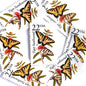 Image of 1987 North American Wildlife Series “Tiger Swallowtail Butterfly” 22-cent unused mail stamps. Scott #2300. Stamp Themes: Wildlife, Nature, Insect, Flying Insect, Butterfly, Pollinator, Flight, Forests, Meadows, Gardens, Wildlife Conservation. Yellow, Black, Red, Multicolored postage stamp.