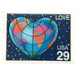 Heart-Shaped Globe postage stamp from 1991 featuring the Earth shaped like a heart with colorful continents on vintage unused 29-cent USPS postage, Scott 2535.