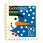 Image of 1993 Contemporary Christmas “Snowman” 29-cent stamps. Scott #2796. Stamp Themes: Snowman, Snow, Snowing, Holidays, Greetings. Blue, white postage stamp.