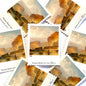 Thomas Moran’s “Cliffs of Green River" Postage Stamp from the 1998 Four Centuries of American Art Series. This stamp depicts a western landscape painting of the Green River at sunset or sunrise. An iconic nature theme, this predominately beige or neutral postage stamp depicts a lone horseback rider and is often used to mail wedding invitations. These are vintage unused USPS postage stamps with a face value of 32 cents each. Scott number 3236L.