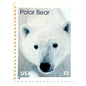 Image of 1999 Arctic Animals “Polar Bear” 33-cent stamps. Scott #3291. Stamp Themes: Winter, Snow, Christmas, Holidays, Wildlife, Alaska. White postage stamp.