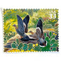 Image of White-winged Dove postage stamps from the 1999 Nature of America Sonoran Desert issue, featuring a gray desert dove in a Southwestern landscape of green cactus and yellow flowers on vintage unused 33-cent USPS postage, Scott 3293c.