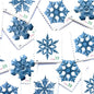 Image of four 39-cent “Holiday Snowflakes” USPS postage stamps featuring blue snowflakes on a white background from the 2006 Contemporary Christmas Series (Scott #4101, Scott #4102, Scott #4103, Scott #4104)