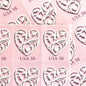 Image of 2007 Wedding Series “Pink Wedding Hearts” unused 58-cent USPS mail stamps. Scott #4152. Stamp Themes: Heart, Love, Wedding, Bridal. Pink, White, Multicolored postage stamp. Perfect postage stamp to use for save the date announcements, wedding invitation postage, shower invitations, thank you cards, valentine’s day, and snail mail.