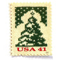 Image of 41-cent Contemporary Christmas Holiday Knits Christmas Tree USPS postage stamp featuring a green tree on white background. Scott #4208. Themes: Christmas, Holidays, Winter, Christmas Tree, Conifer, Evergreen, Green and White Stamp.