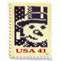 Image of 41-cent Contemporary Christmas Holiday Knits Snowman USPS postage stamp featuring a blue snowman on white background. Scott #4209. Themes: Christmas, Hanukkah, Holidays, Winter, Snow, Snowman, Frosty the Snowman, Blue Stamp.