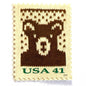 Image of 41-cent Contemporary Christmas Holiday Knits Bear USPS postage stamp featuring a brown knit teddy bear on white background. Scott #4210. Themes: Christmas, Holidays, Winter, Bear, Teddy Bear, Brown and White Stamp.