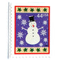 Image of 44-cent Contemporary Christmas Winter Holidays Snowman USPS postage stamp featuring a white snowman and snowflakes against a purple background with a design reminiscent of Christmas wrapping paper. Scott #4426. Stamp themes: Christmas, holidays, winter, snow, snowflakes, winter wedding, winter save-the-date. Purple postage stamp.