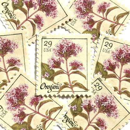 Image of 2011 Herbs Series “Oregano” unused 29-cent USPS mail stamps. Scott #4505. Stamp Themes: Herbs, Culinary, Cooking, Flowers, Wildflowers, Floral, Botanical, Fragrant, Italian Wedding, Bridal. Pink, Green, White, Beige/Neutral, Multicolored self-adhesive postage stamp. Perfect postage stamp to use for save the date announcements, wedding invitation postage, shower invitations, birth announcements, thank you cards, valentine’s day, and snail mail.