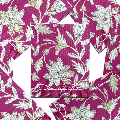 Oscar de la Renta Pink Floral Fabric postage stamps from 2017 featuring a pink, white and gray floral pattern on unused USPS Forever postage, Scott 5173j.