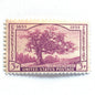 Image of Connecticut Tercentenary postage stamps from 1935, featuring the historic Charter Oak of Hartford on vintage unused 3-cent USPS postage, Scott 772.
