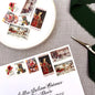 Unused vintage stamp set perfect for adding a special touch to your holiday cards or letters! Each curated set is comprised of six (6) unused stamps with a total USPS postage value of $0.87 per set — enough postage to mail a standard letter weighing up to 1-ounce.