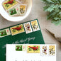 Unused “Gold Botanical Christmas” vintage postage stamp set perfect for adding a special touch to your holiday cards or letters! Each curated set is comprised of four (4) unused stamps with a total USPS postage value of $0.84 (USD) per set — enough postage to mail a standard letter weighing up to 1-ounce.