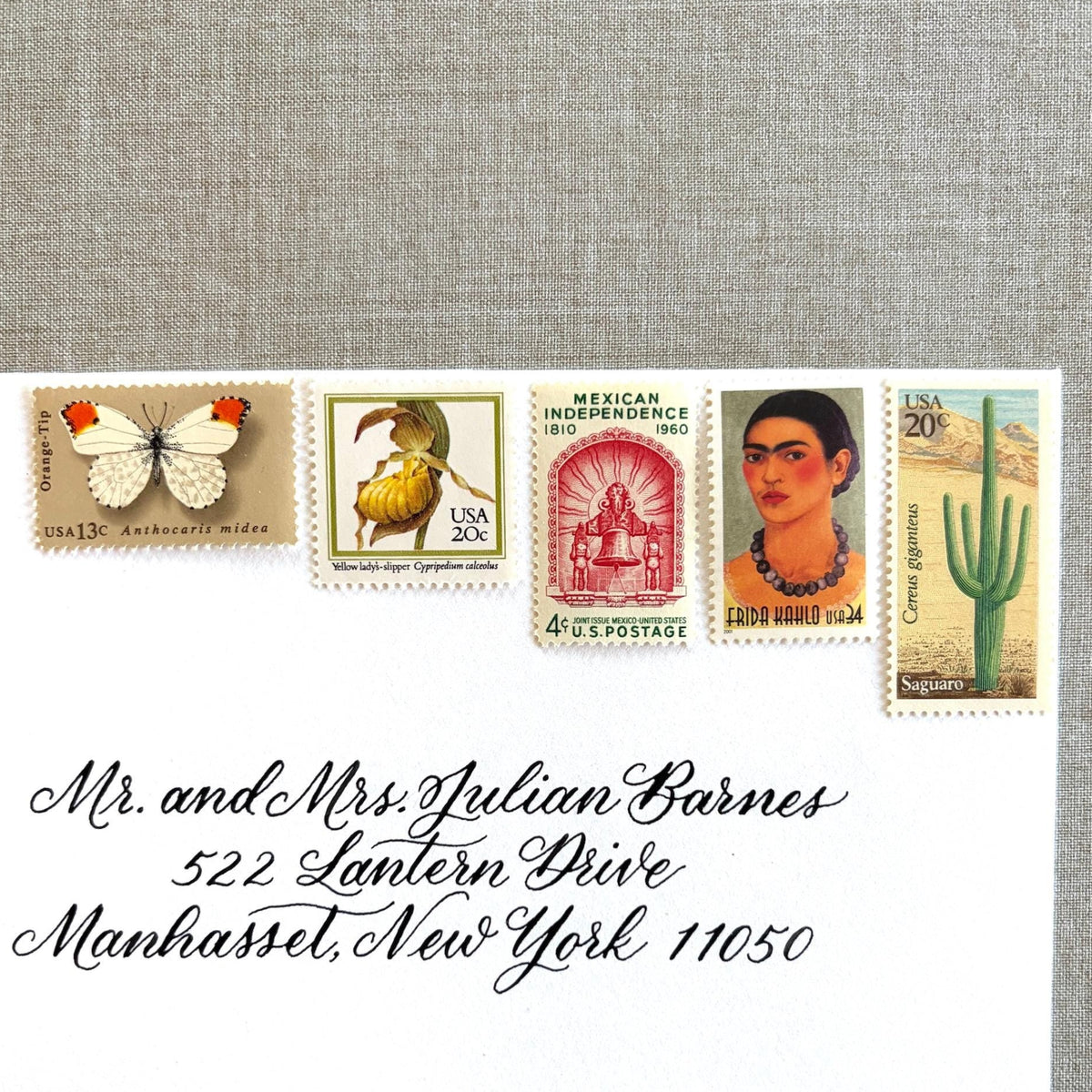 Unused vintage stamp set perfect for mailing Mexican-inspired wedding invitations (e.g. for a destination wedding in Mexico, Southwest wedding), save-the-dates, or other special correspondence. Each curated set is comprised of five (5) unused stamps with a total USPS postage value of $0.91 per set — enough postage to mail a standard letter weighing up to 1 ounce.