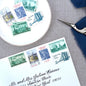 Unused vintage stamp set perfect for mailing New York or NYC-themed wedding invitations, save-the-dates, engagement announcements, bridal shower invites, thank you notes, or other special correspondence. Each curated set is comprised of five unused stamps with a total USPS postage value of 87 cents, enough postage to mail a standard letter weighing up to 1 ounce. These unused U.S. stamps are perfectly valid for use as postage.