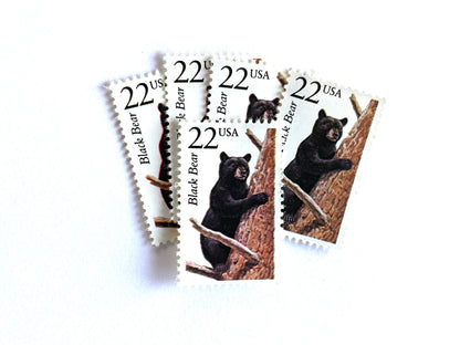 Black Bear Stamps (North American Wildlife Series, Multicolored) Vintage Unused USPS Postage 22c