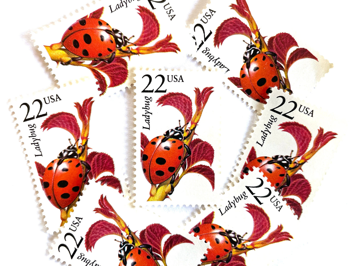 Ladybug Stamps (North American Wildlife Series, Insect, Multicolored) Vintage Unused USPS Postage 22c