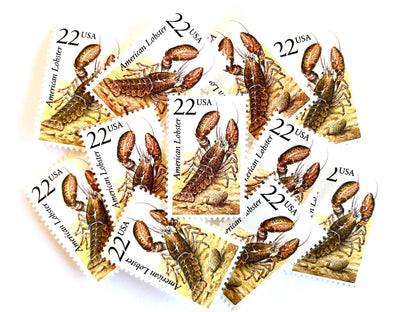 American Lobster Stamps (North American Wildlife Series, Marine Life, Multicolored) Vintage Unused USPS Postage 22c