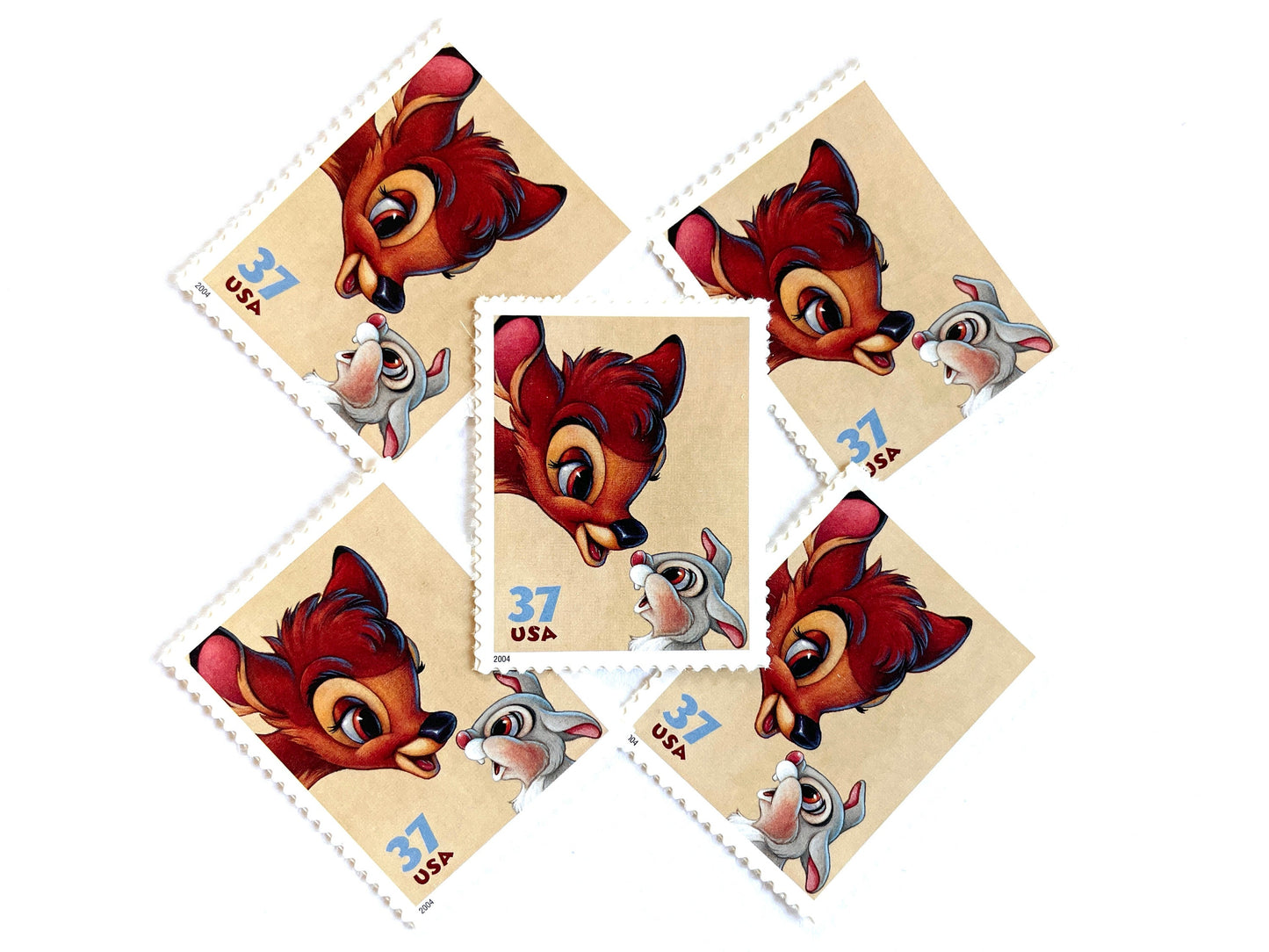 Bambi and Thumper Stamps (Art of Disney Friendship series, Disney Characters) Vintage Unused USPS Postage 37 cents