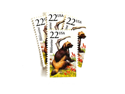 Wolverine Stamps (North American Wildlife Series, Multicolored) Vintage Unused USPS Postage 22c