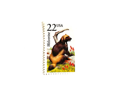 Wolverine Stamps (North American Wildlife Series, Multicolored) Vintage Unused USPS Postage 22c