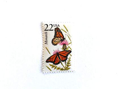 Monarch Butterfly Stamps (North American Wildlife Series, Butterflies, Insects, Orange, Multicolored) Vintage Unused USPS Postage 22c