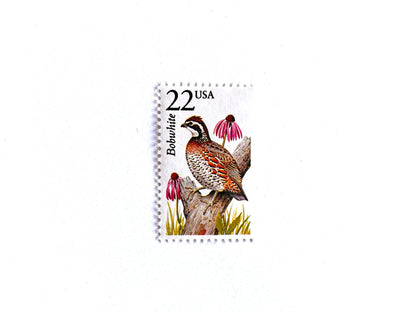 Bobwhite Bird Stamps (North American Wildlife Series, Quail, Multicolored) Vintage Unused USPS Postage 22c
