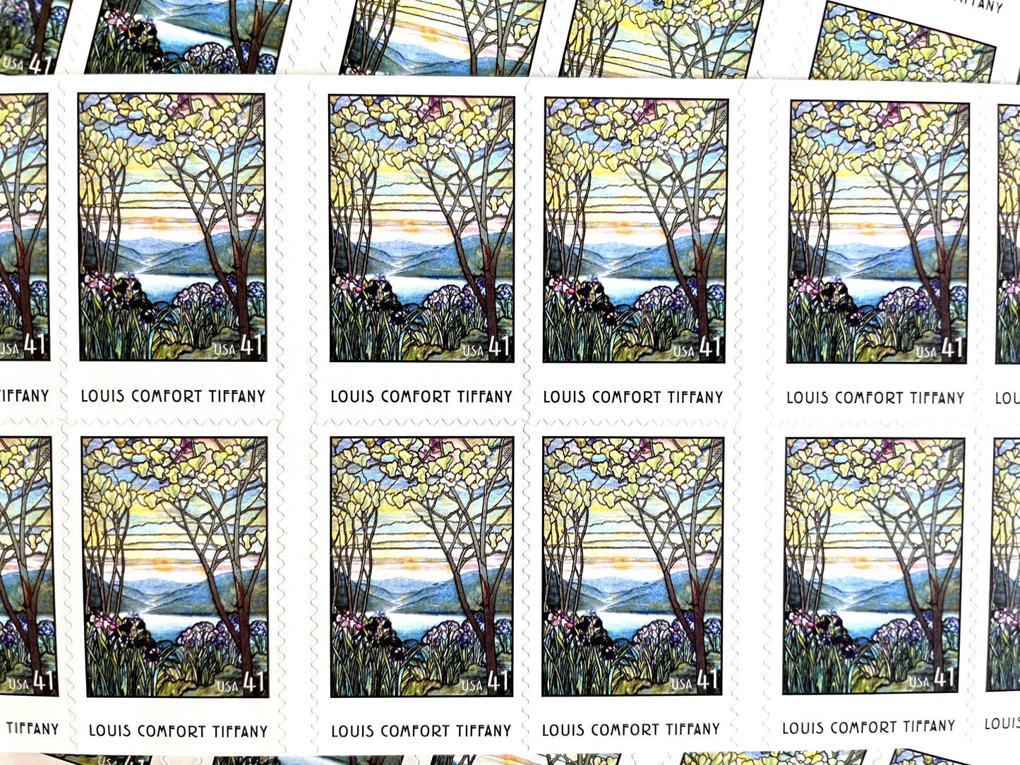 2007 Louis Comfort Tiffany USPS Postage Stamp, Face Value 41 cents, Self-Adhesive Postage Stamp, Uncirculated, Unused Mail Stamp, Mint Condition Stamp, Multicolored Postage Stamp, United States Postal Service Stamps, American Treasures Series, Stained Glass, Scott 4165