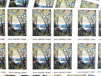 2007 Louis Comfort Tiffany USPS Postage Stamp, Face Value 41 cents, Self-Adhesive Postage Stamp, Uncirculated, Unused Mail Stamp, Mint Condition Stamp, Multicolored Postage Stamp, United States Postal Service Stamps, American Treasures Series, Stained Glass, Scott 4165