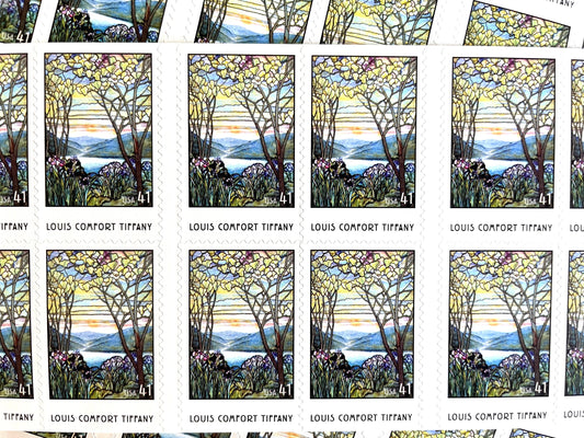 2007 Louis Comfort Tiffany USPS Postage Stamp, Face Value 41 cents, Self-Adhesive Postage Stamp, Uncirculated, Unused Mail Stamp, Mint Condition Stamp, Multicolored Postage Stamp, United States Postal Service Stamps, American Treasures Series, Stained Glass, Scott 4165