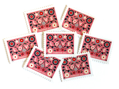 2022 LOVE Forever Pink Background USPS Postage Stamp, Uncirculated, Unused Mail Stamp, Mint Condition Stamp, Forever Stamp, Wedding Postage, Valentine's Day Postage, Valentine's Day Stamp, Floral Stamp, Floral Postage, Flowers, Pink Postage Stamp, Coral Postage Stamp, United States Postal Service Stamps, Face Value Forever Stamp, Love Series Stamp