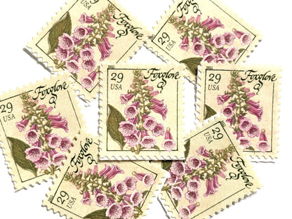 Foxglove Herb Stamps (Herbs, Flowers, Bridal, Pink) Vintage Unused USPS Postage 29c