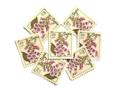 Foxglove Herb Stamps (Herbs, Flowers, Bridal, Pink) Vintage Unused USPS Postage 29c