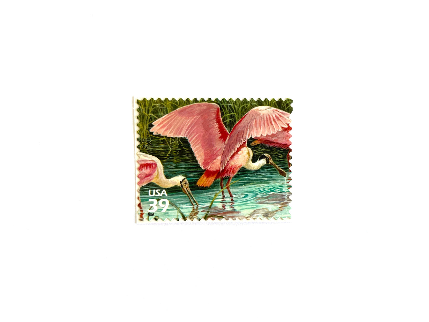 Southern Florida Wetland Roseate Spoonbills Stamps (Nature of America Series, Birds, Wetlands, Pink) Vintage Unused USPS Postage 39c