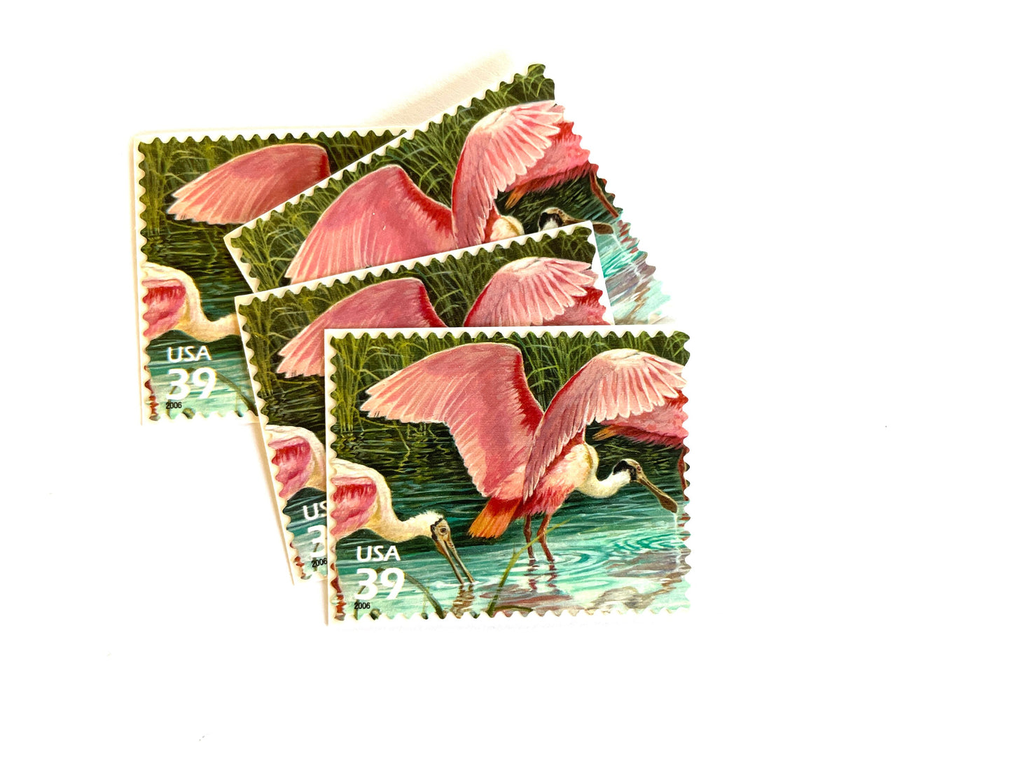 Southern Florida Wetland Roseate Spoonbills Stamps (Nature of America Series, Birds, Wetlands, Pink) Vintage Unused USPS Postage 39c