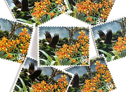 Southern Florida Wetland Bald Eagle Stamps (Nature of America Series, Birds, Wetlands) Vintage Unused USPS Postage 39c