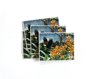 Southern Florida Wetland Bald Eagle Stamps (Nature of America Series, Birds, Wetlands) Vintage Unused USPS Postage 39c