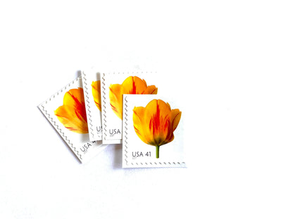 Tulip Stamps (Beautiful Blooms Series, Flowers, Bridal, Yellow) Vintage Unused USPS Postage 41c