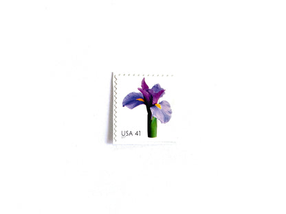 Purple Iris Stamps (Beautiful Blooms, Flowers, Bridal, Purple) Vintage Unused USPS Postage 41c