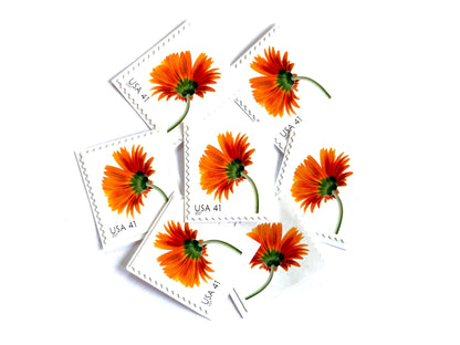 Orange Gerbera Daisy Stamps (Beautiful Blooms Series, Flowers, Bridal, Orange) Vintage Unused USPS Postage 41c