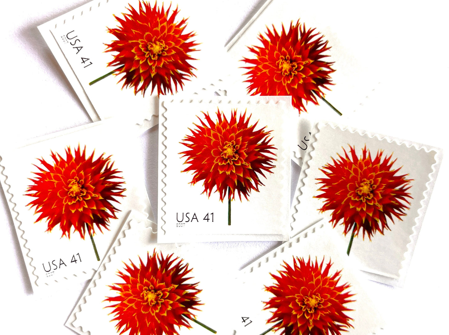 Red Dahlia Stamps (Beautiful Blooms Series, Flowers, Bridal, Red) Vintage Unused USPS Postage 41c