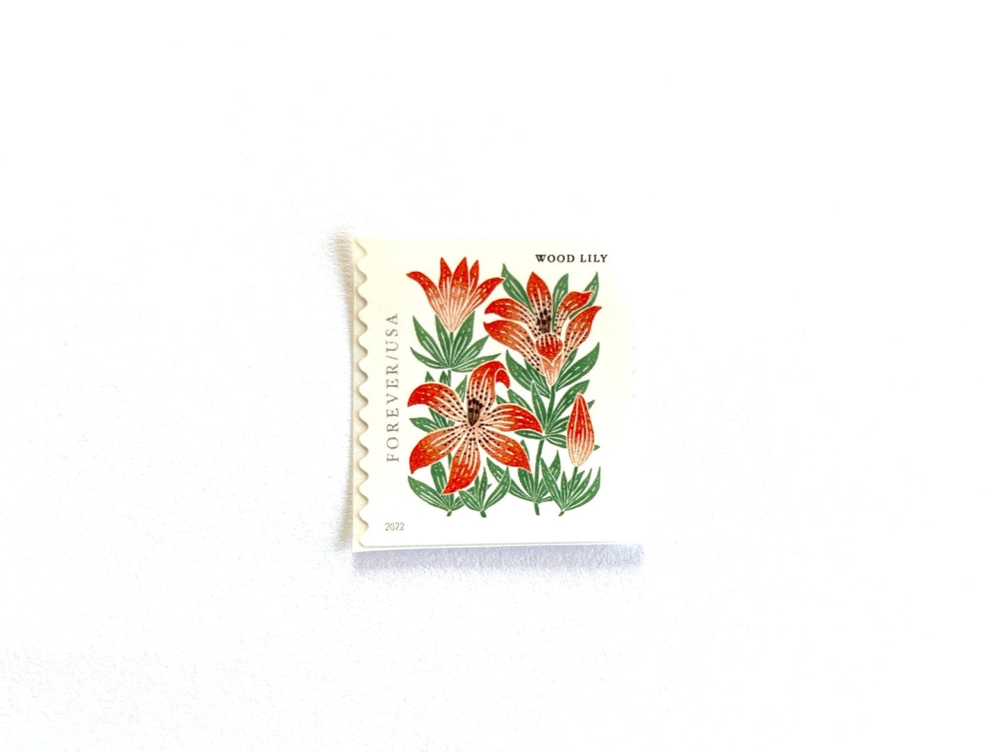 Unused Mountain Flora Wood Lily Stamps (Red, Flower, Love, Floral, Wedding) USPS Postage Forever Stamp - Heritage Post House