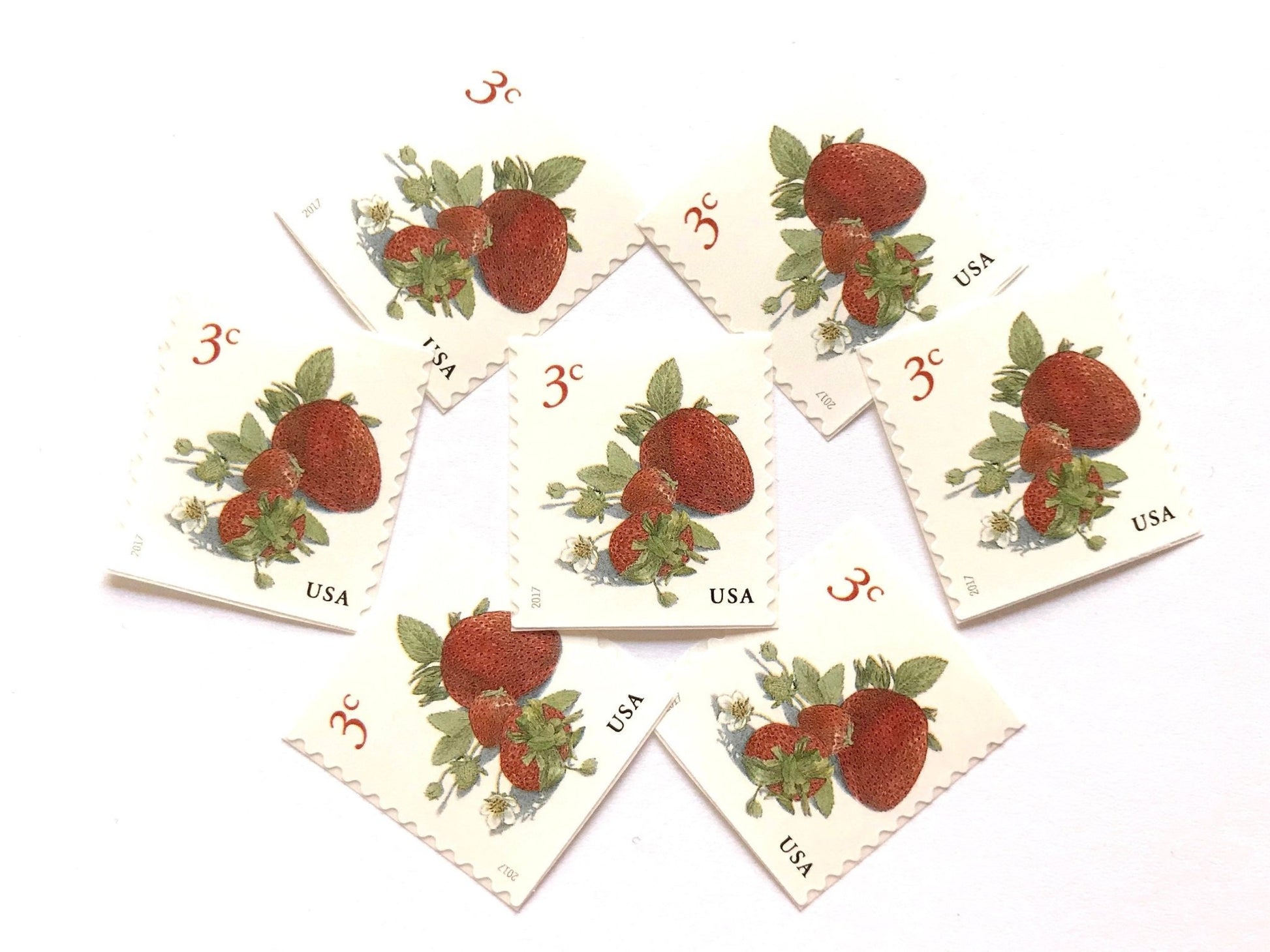 Unused Strawberries Stamps (Red Strawberry, Fruit) USPS Postage 3c - Heritage Post House