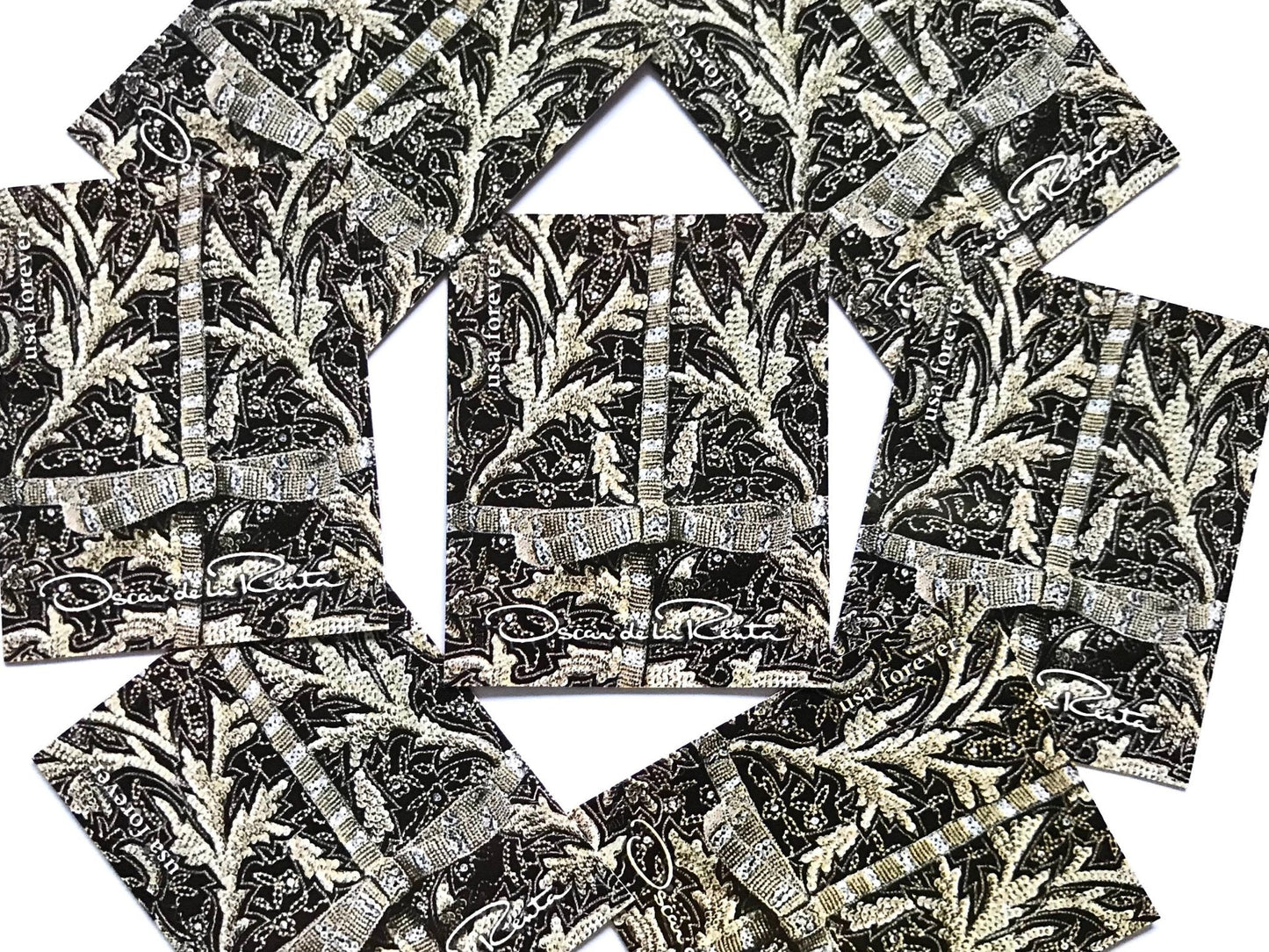 Unused Vintage Oscar de la Renta Black and Metallic Fabric Stamps (ODLR, Fashion Designer) USPS Postage Forever Stamp - Heritage Post House