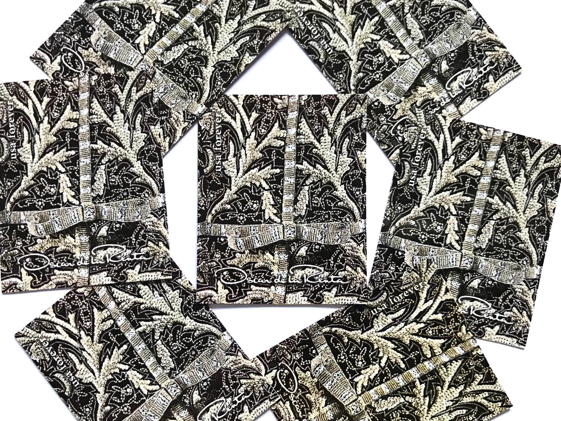 Unused Vintage Oscar de la Renta Black and Metallic Fabric Stamps (ODLR, Fashion Designer) USPS Postage Forever Stamp - Heritage Post House
