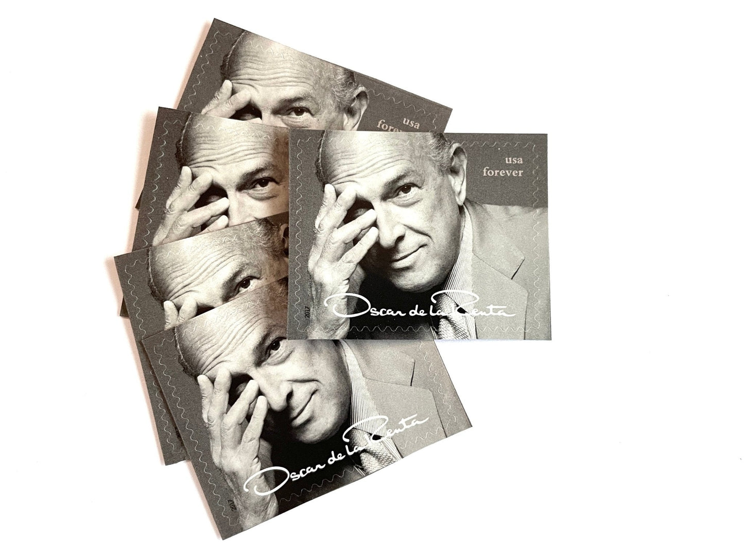 Unused Vintage Oscar de la Renta Black and White Photograph Stamps (ODLR, Fashion Designer Portrait) USPS Postage Forever Stamp - Heritage Post House